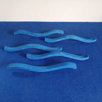 5 houten blauwe golven